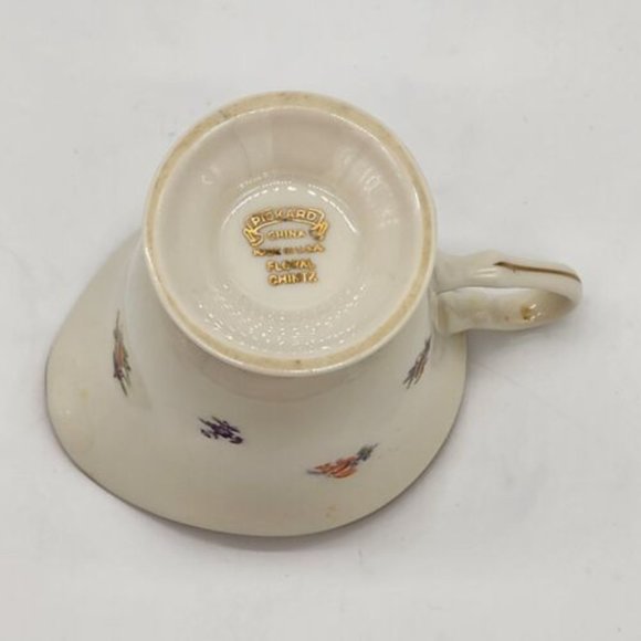 Pickard China Floral Chintz Pattern Sugar Bowl with Lid & Creamer Gold Trim USA - Picture 6 of 10